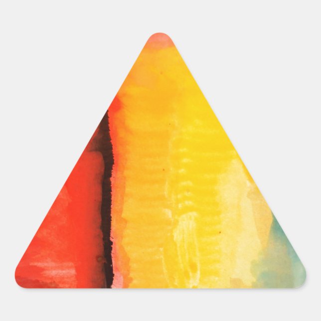 Modern Red Yellow Abstract Painting Triangle Sticker (Front)