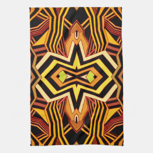 Modern Red Yellow & Black Geometric Kitchen Towel