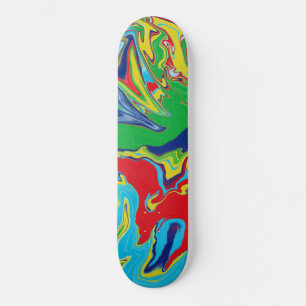 Modern Red Yellow Blue Green Turquoise Abstract Skateboard