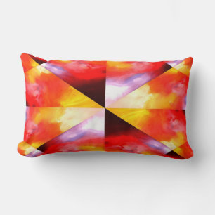 Modern Red Yellow Brown Colourful Abstract Lumbar Pillow