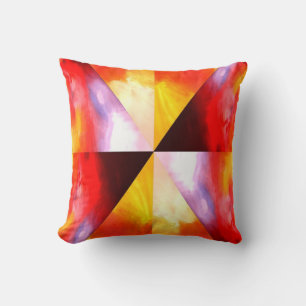 Modern Red Yellow Brown Colourful Abstract Throw Pillow
