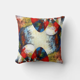 Modern Red Yellow White Blue Colourful Abstract Throw Pillow