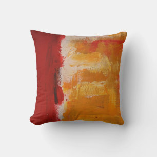 Modern Red Yellow White Colourful Abstract Paintin Throw Pillow