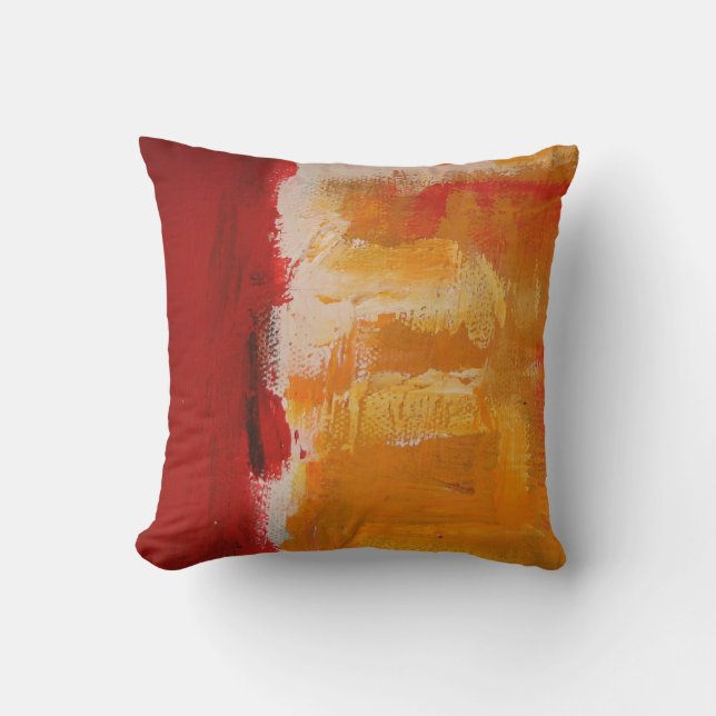 Modern Red Yellow White Colourful Abstract Paintin Throw Pillow (Front)