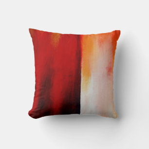 Modern Red Yellow White Colourful Abstract Paintin Throw Pillow