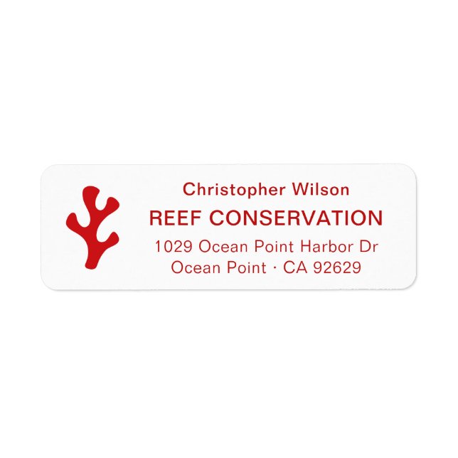 Modern Reef Logo Red White Business Return Address (Front)
