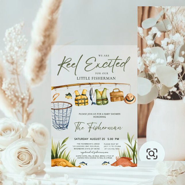 Modern Reel Excited Baby Shower  Acrylic Invitations (Creator Uploaded)