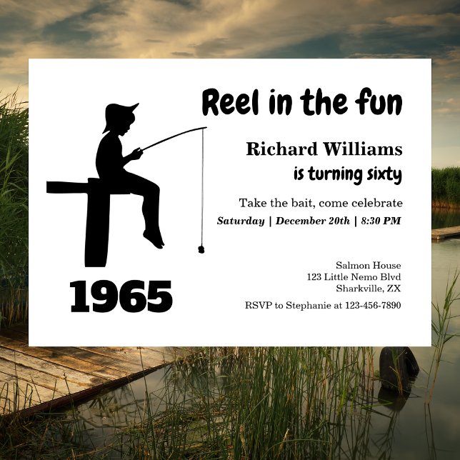 Modern Reel in the Fun Fisherman 60th Birthday Invitation (Creator Uploaded)