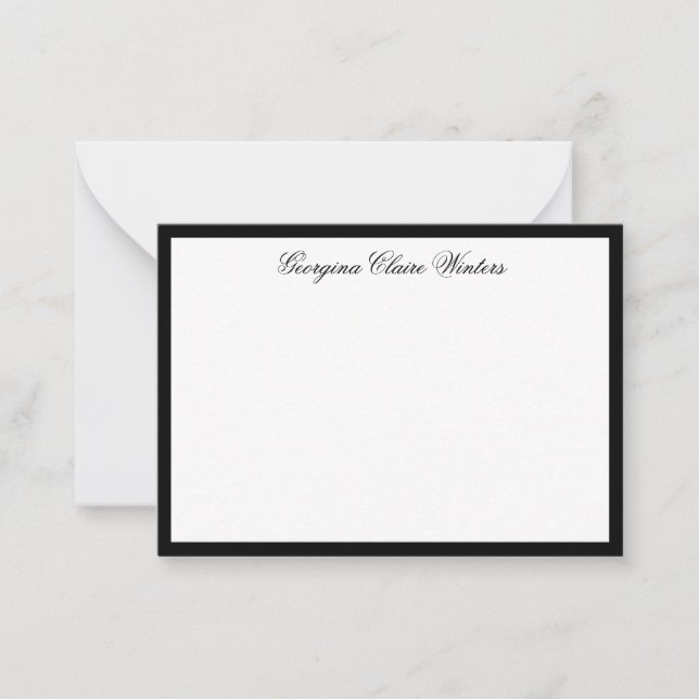 Modern Refined Elegant Black Script Calligraphy Card (Front)
