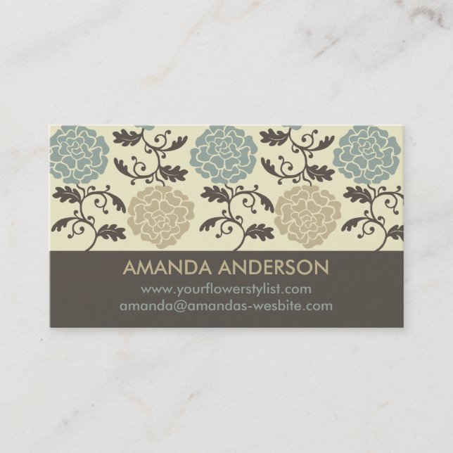 Modern Regal Rose Print Business Cards (Front)