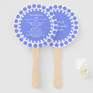 Modern Regency Blue Dots Wedding Program Fan