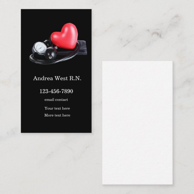 Modern Registered Nurse Medical Business Cards (Front/Back)