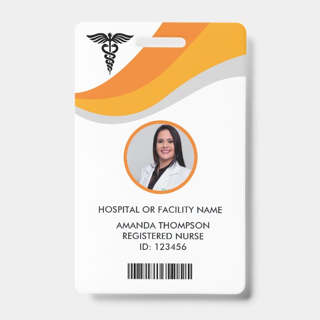 Modern Registered Nurse Photo ID Badge (Front)