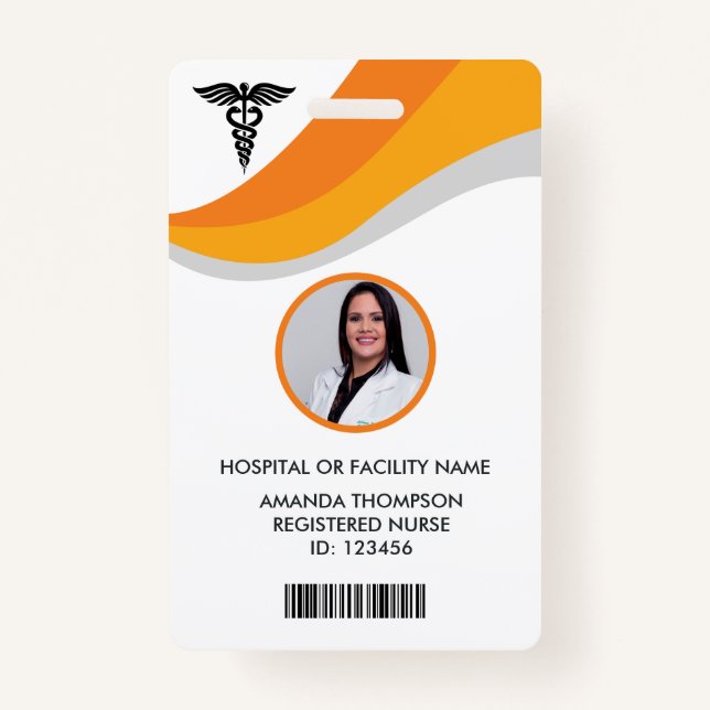 Modern Registered Nurse Photo ID Badge (Front)