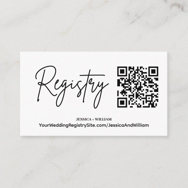 Modern Registry | Wedding Registry QR Code Enclosure Card (Front)