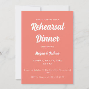 Modern Rehearsal Dinner Coral Pink Wedding Invitation