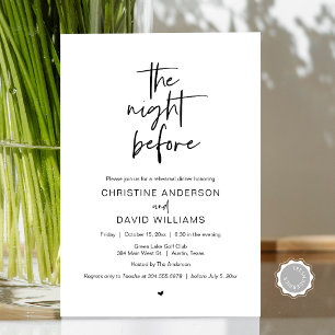 Modern Rehearsal Dinner, The night before Invitati Invitation