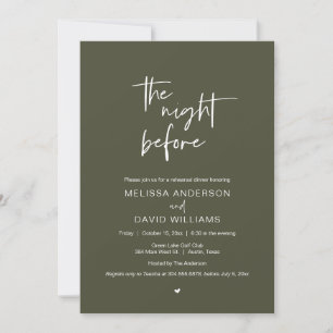 Modern Rehearsal Dinner, The night before Invitation