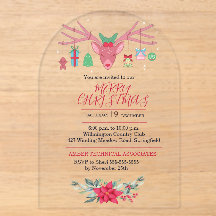 Modern Reindeer Floral Christmas Holiday Party