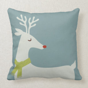 Modern Reindeer Holiday Throw Pillow