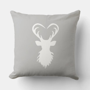 Modern reindeer silhouette on silver grey throw pillow