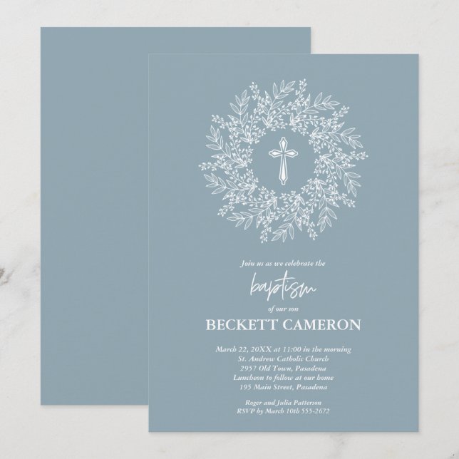 Modern Religious Baptism and Christening Invitation (Front/Back)