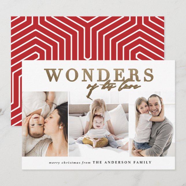 Modern religious chic gold multi photo christmas holiday card (Front/Back)