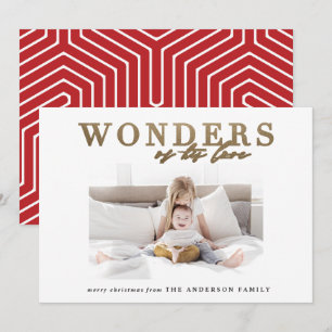 Modern religious chic gold multi photo Christmas Holiday Card