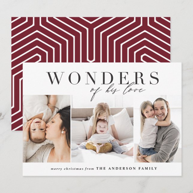 Modern religious chic multi photo christmas holiday card (Front/Back)