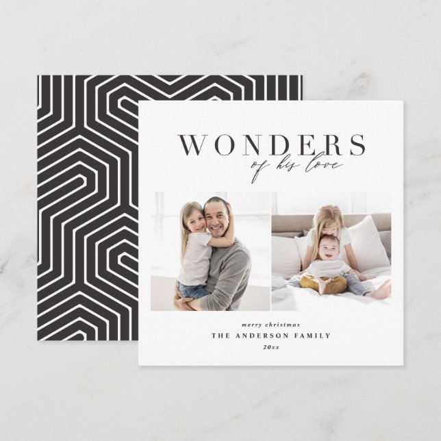 Modern religious chic multi photo christmas holiday card (Front/Back)