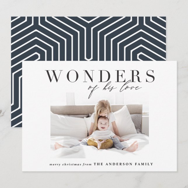 Modern religious chic multi photo christmas holiday card (Front/Back)