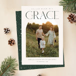 Modern Religious Christian Arch Photo Christmas Holiday Card<br><div class="desc">Celebrate the holiday season with this Modern Religious Christian Arch Photo Christmas Holiday Card, designed to convey grace and warmth. Featuring a serene family photo under a soft, arched design with the word "GRACE" at the top, this card embodies Christian values and gratitude. The green, starry back cover adds a...</div>