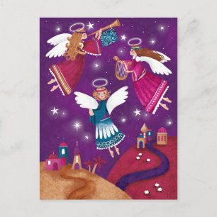 Modern religious Chritmas, three angels Postcard