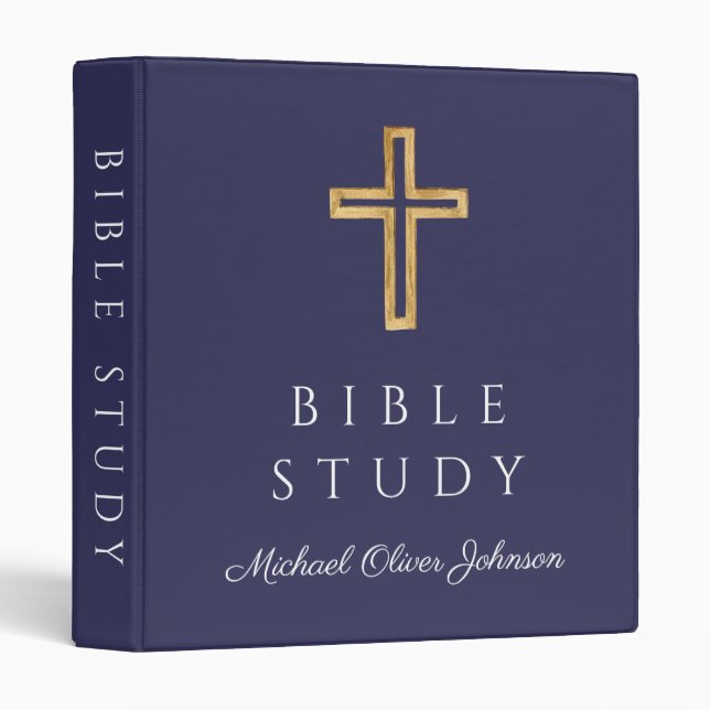 Modern Religious Cross Navy Blue Bible Study Binder (Front/Spine)