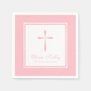 Modern Religious Cross, Pink Napkin