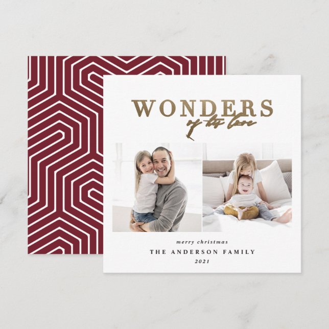 Modern religious gold chic multi photo christmas holiday card (Front/Back)