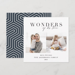 Modern religious navy blue 2 photo Christmas Holiday Card