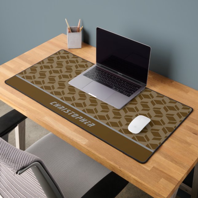 Modern Repeat Pattern Grey Desk Mat (Office 2)