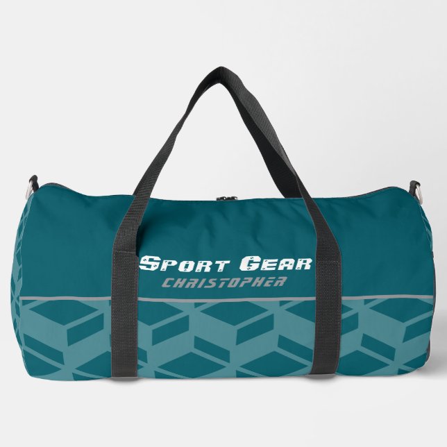 Modern Repeat Pattern Teal Duffle Bag (Front)