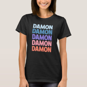 Modern Repeated Text Damon T-Shirt