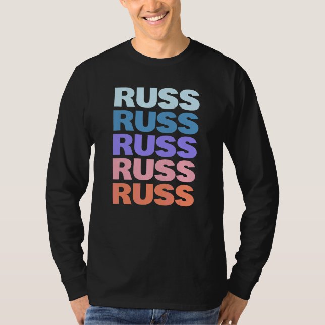 Modern Repeated Text Russ T-Shirt (Front)