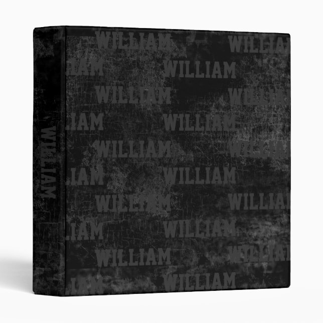 Modern Repeating Name on Aged Black Binder (Front/Spine)