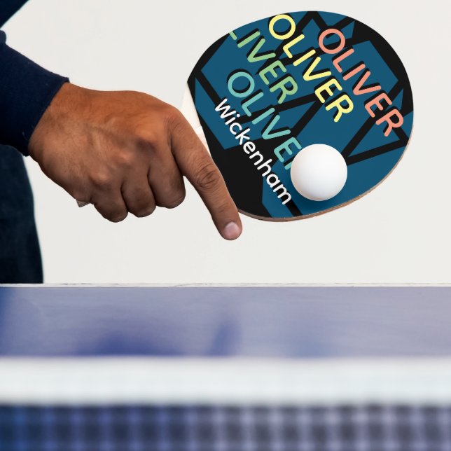 Modern Replicated Colour Name Monogram Ping Pong Paddle (Insitu)