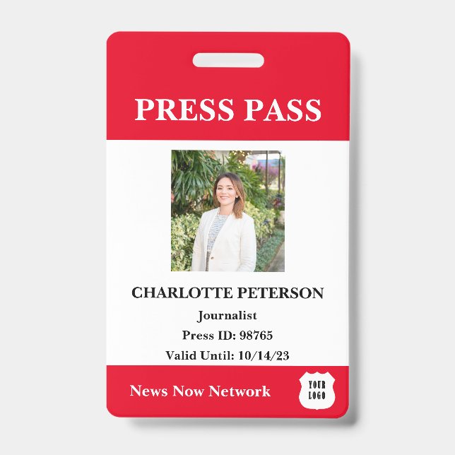 Modern Reporter Press Pass Badge (Front)