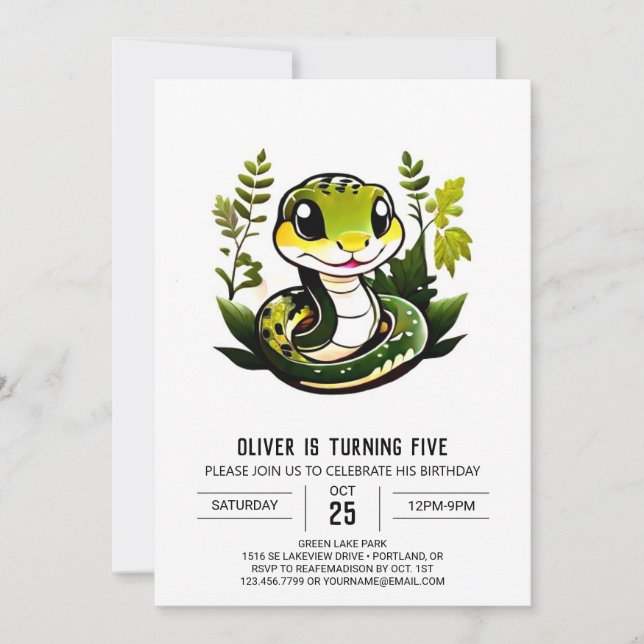 Modern Reptile Birthday Invitation (Front)