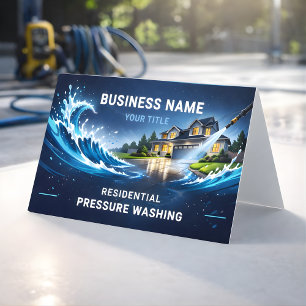 Modern Residential Pressure Washing Wave Business Card