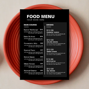 Modern Restaurant Food Drinks Menu   Price List