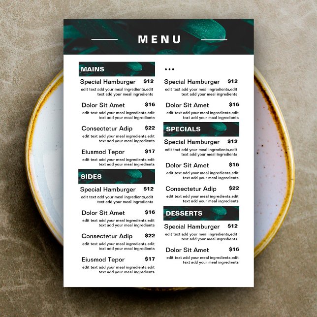 Modern Restaurant Food Drinks Menu | Price List (Creator Uploaded)