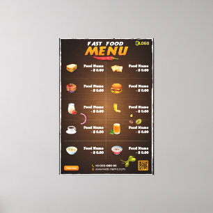 Modern Restaurant Menu Canvas Print