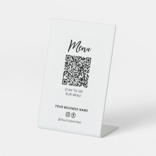 Modern Restaurants Menu QR code Social Media Sign